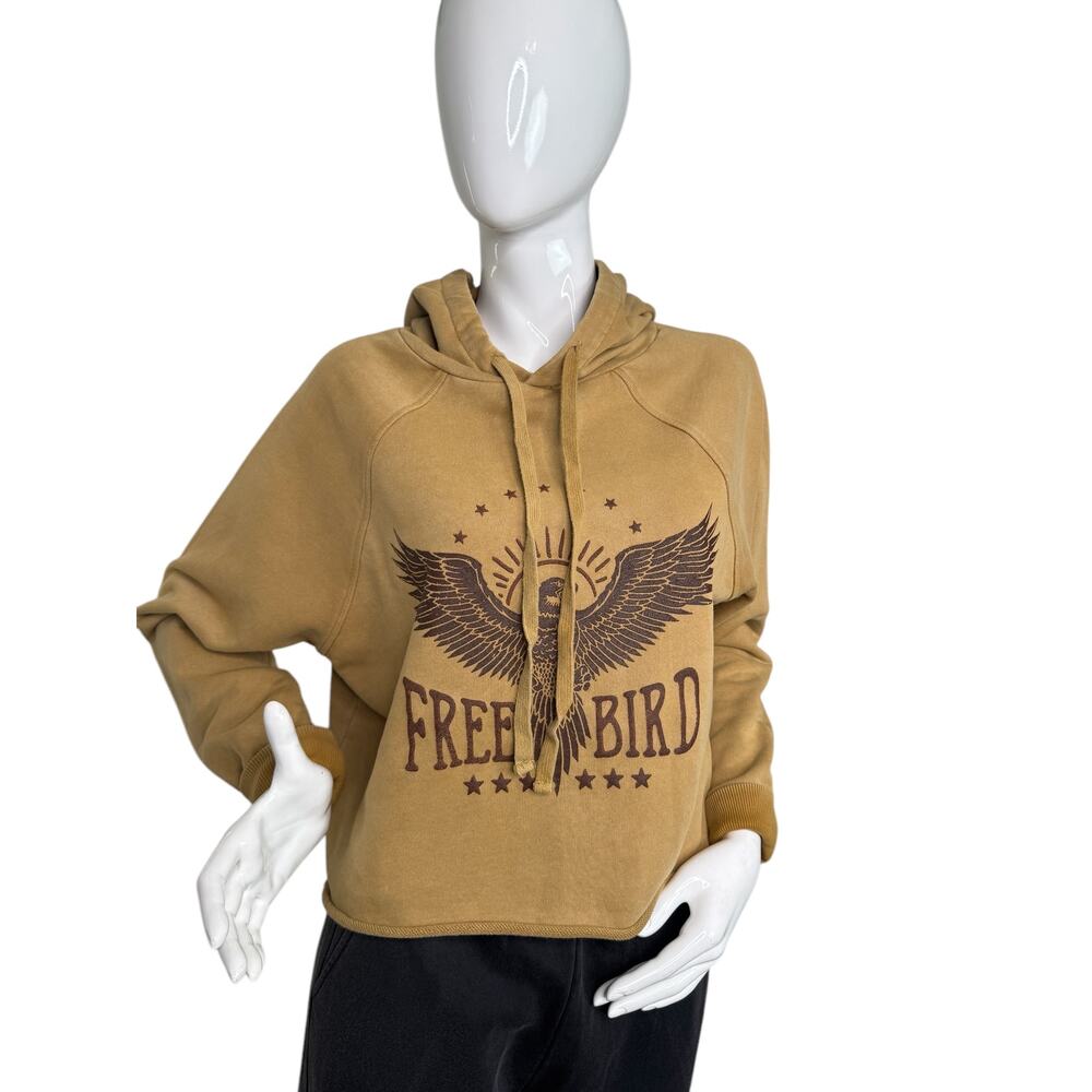 FREE BIRD Mineral-Washed Hoodie Trendy Comfort for Everyday Wear Camel M